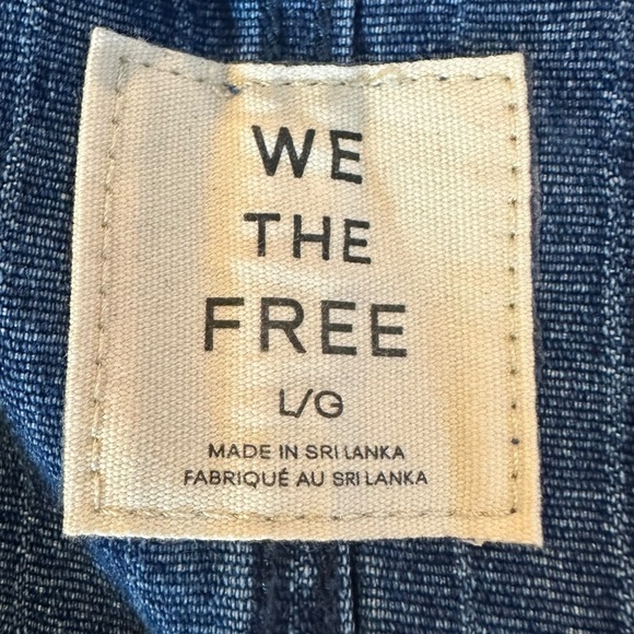 Free People Madison City Pinstripe Denim Jacket Indigo City Stripe Large NWT - Picture 10 of 13